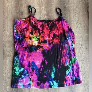 CDP & Co. Abstract Tie-Dye Camisole with Adjustable Straps, Size XL